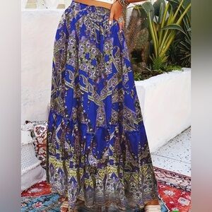 299. Blue Paisley Maxi Skirt